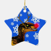 kerstversiering met velociraptor - Star Shape Keramisch Ornament (Voorkant)