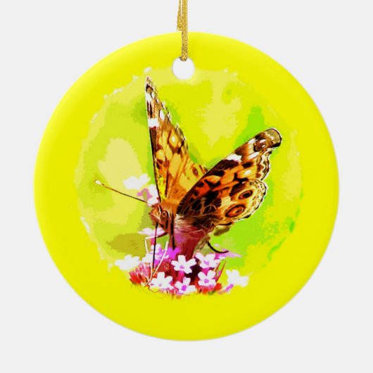 kerstversiering met vlinder keramisch ornament (Achterkant)