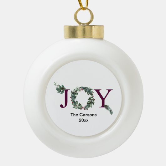 Kerstversiering met vreugde keramische bal ornament (Voorkant)
