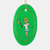 kerstversiering met Vrouw Tennis Player Blonde Keramisch Ornament (Rechts)