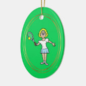 kerstversiering met Vrouw Tennis Player Blonde Keramisch Ornament (Links)