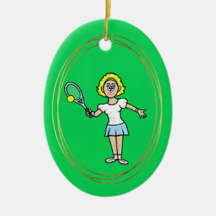 kerstversiering met Vrouw Tennis Player Blonde Keramisch Ornament