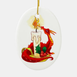 kerstversiering met vuurdraak keramisch ornament
