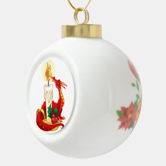 kerstversiering met vuurdraak keramische bal ornament (Rechts)