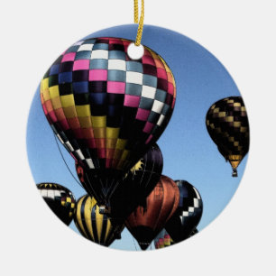 Kerstversiering met warme luchtballon keramisch ornament