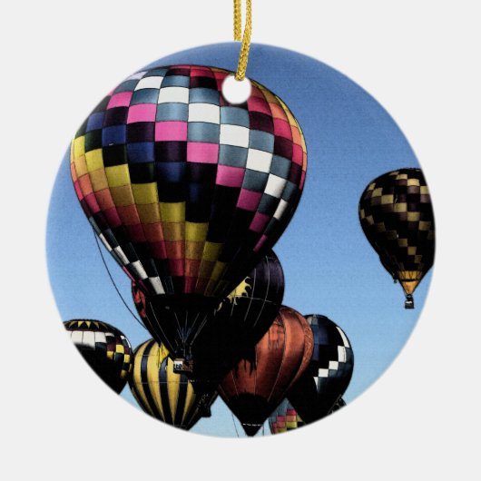 Kerstversiering met warme luchtballon keramisch ornament (Voorkant)