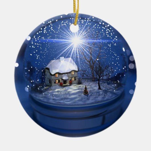 kerstversiering met Wereldbol Starlight Keramisch Ornament (Voorkant)