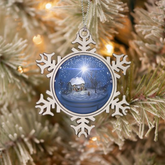 kerstversiering met Wereldbol Starlight Tin Sneeuwvlok Ornament (Boom)