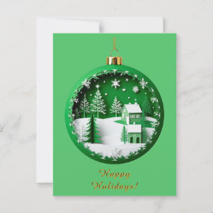 Kerstversiering met winters landschap briefkaart