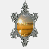 kerstversiering met winterstrand tin sneeuwvlok ornament (Links)