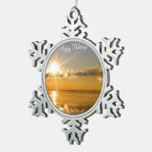 kerstversiering met winterstrand tin sneeuwvlok ornament (Rechts)