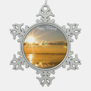 kerstversiering met winterstrand tin sneeuwvlok ornament