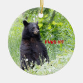 kerstversiering met zwart beer keramisch ornament (Voorkant)