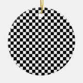 Kerstversiering met zwarte en witte cheque keramisch ornament (Voorkant)