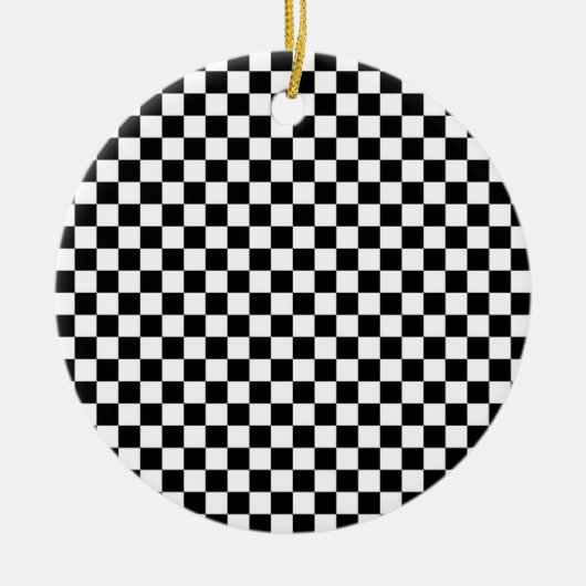 Kerstversiering met zwarte en witte cheque keramisch ornament (Voorkant)
