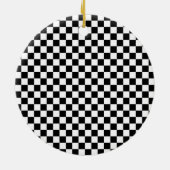 Kerstversiering met zwarte en witte cheque keramisch ornament (Achterkant)