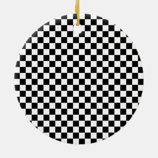 Kerstversiering met zwarte en witte cheque keramisch ornament (Achterkant)