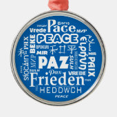 kerstversiering Multilingual peace blue Metalen Ornament (Voorkant)