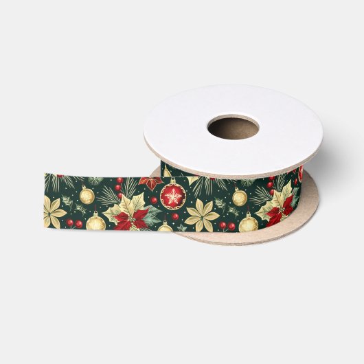 Kerstversiering Naadloos Patroon Satijnen Lint (Spoel)