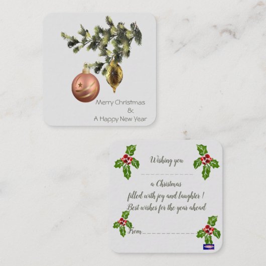 Kerstversiering Notitiekaartje (Voorkant / Achterkant)