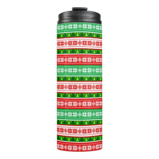 KERSTVERSIERING ONTWERP ROOD WIT GROEN THERMOSBEKER (Voorkant)