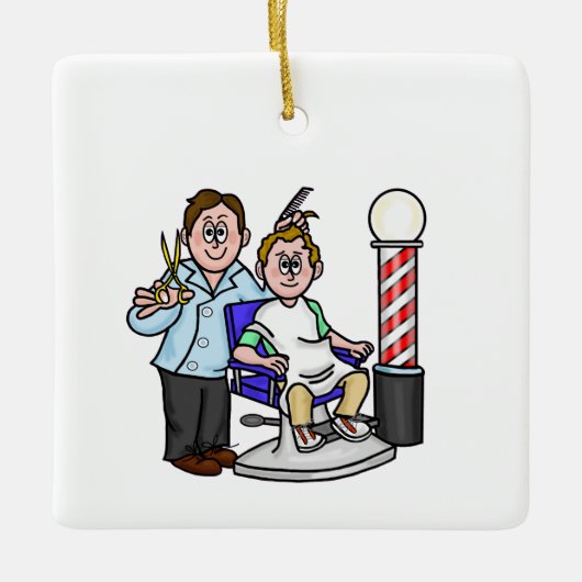 kerstversiering op Barber Day Keramisch Ornament (Voorkant)