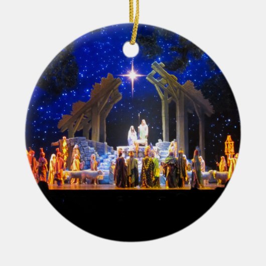 kerstversiering op de nativiteitsscène keramisch ornament (Voorkant)