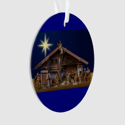 kerstversiering op de nativiteitsscène ornament (voorkant)