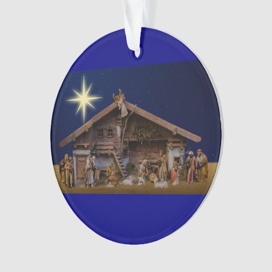 kerstversiering op de nativiteitsscène ornament (voorkant)