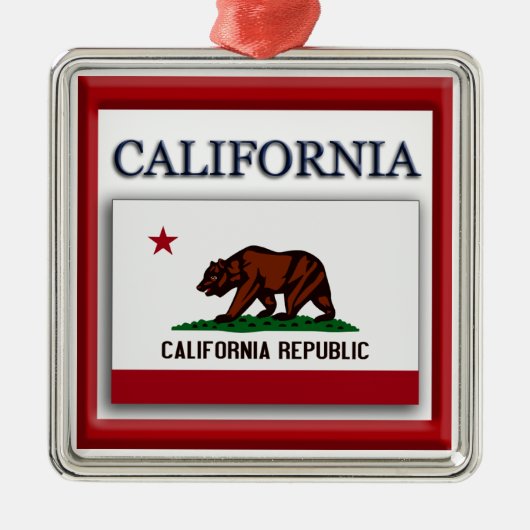 Kerstversiering op de vlag van Californië Metalen Ornament (Voorkant)