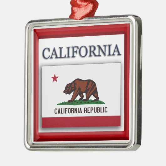 Kerstversiering op de vlag van Californië Metalen Ornament (Links)