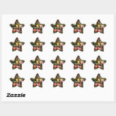 Kerstversiering op een kerstboom ster sticker (Vel)