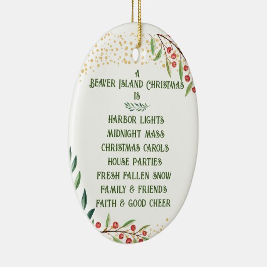 kerstversiering op het eiland Beaver Keramisch Ornament (Rechts)