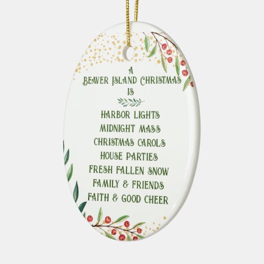 kerstversiering op het eiland Beaver Keramisch Ornament (Links)