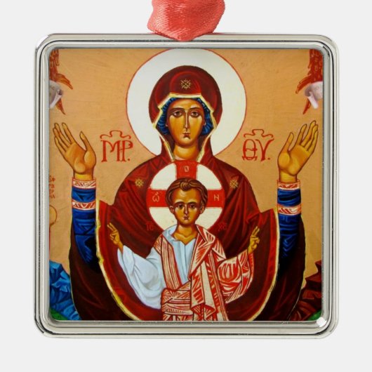 Kerstversiering op het pictogram Virgin Orans Metalen Ornament (Voorkant)