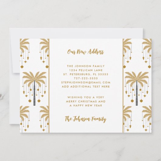 Kerstversiering op Palm Tree New Home Aankondiging (Achterkant)