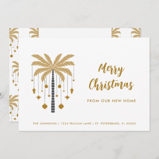 Kerstversiering op Palm Tree New Home Aankondiging (Voorkant / Achterkant)