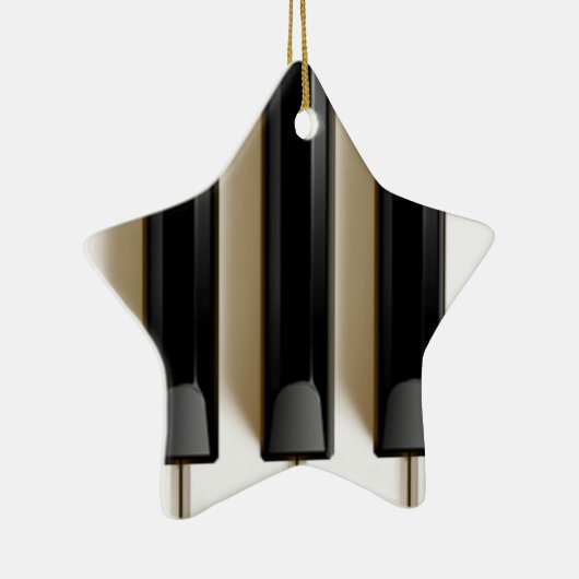Kerstversiering op piano-toetsenbord keramisch ornament (Rechts)