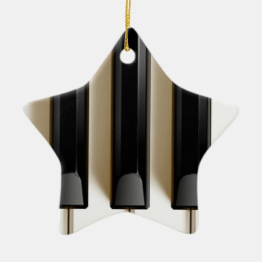 Kerstversiering op piano-toetsenbord keramisch ornament (Voorkant)