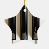 Kerstversiering op piano-toetsenbord keramisch ornament (Achterkant)