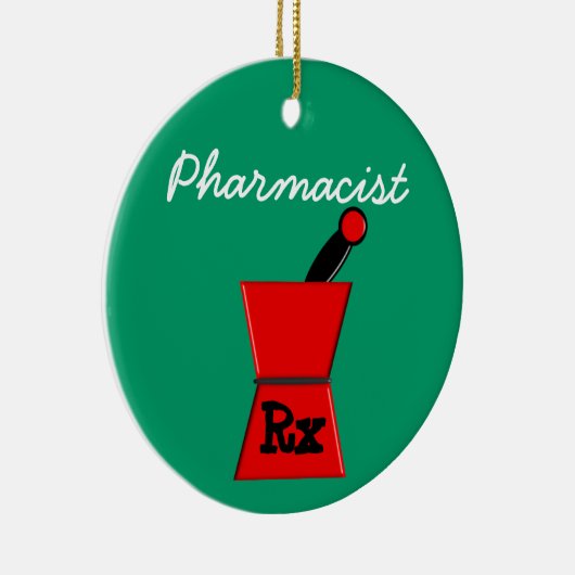 kerstversiering op recept van apotheker keramisch ornament (Rechts)