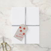 Kerstversiering op witte pailletten cadeaulabel (Met Touw)
