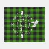 Kerstversiering op zwart & groen geruite patroon fleece deken (Voorkant (Horizontaal))