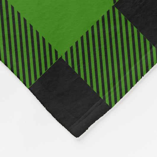 Kerstversiering op zwart & groen geruite patroon fleece deken (Hoek)