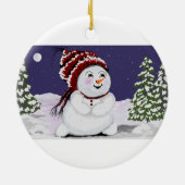 Kerstversiering Origineel Digitaal Sneeuwman Ontwe Keramisch Ornament (Achterkant)