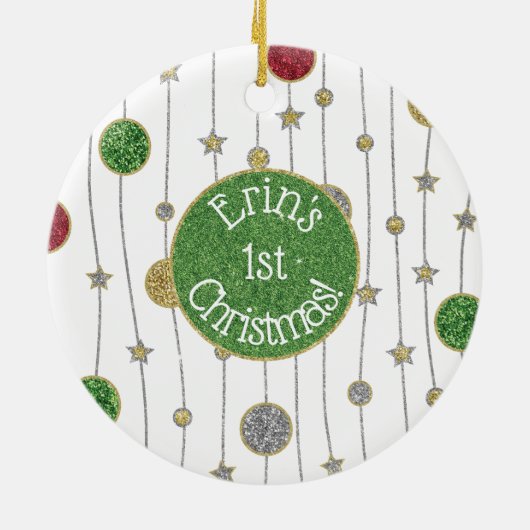 kerstversiering "Ornaments & Stars" Keramisch Ornament (Achterkant)