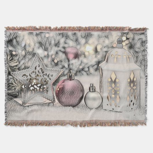 Kerstversiering Oude Kerstballen  Placemat Deken (Voorkant)