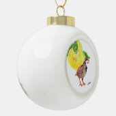 Kerstversiering: Patrijs en perenboom. Keramische Bal Ornament (Links)