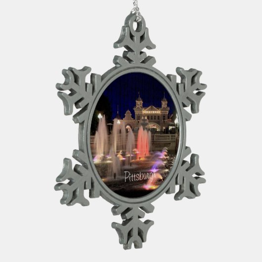 Kerstversiering - Pewter Pittsburgh-Foto Tin Sneeuwvlok Ornament (Links)