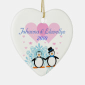 kerstversiering pinguïn Couple Keramisch Ornament (Rechts)